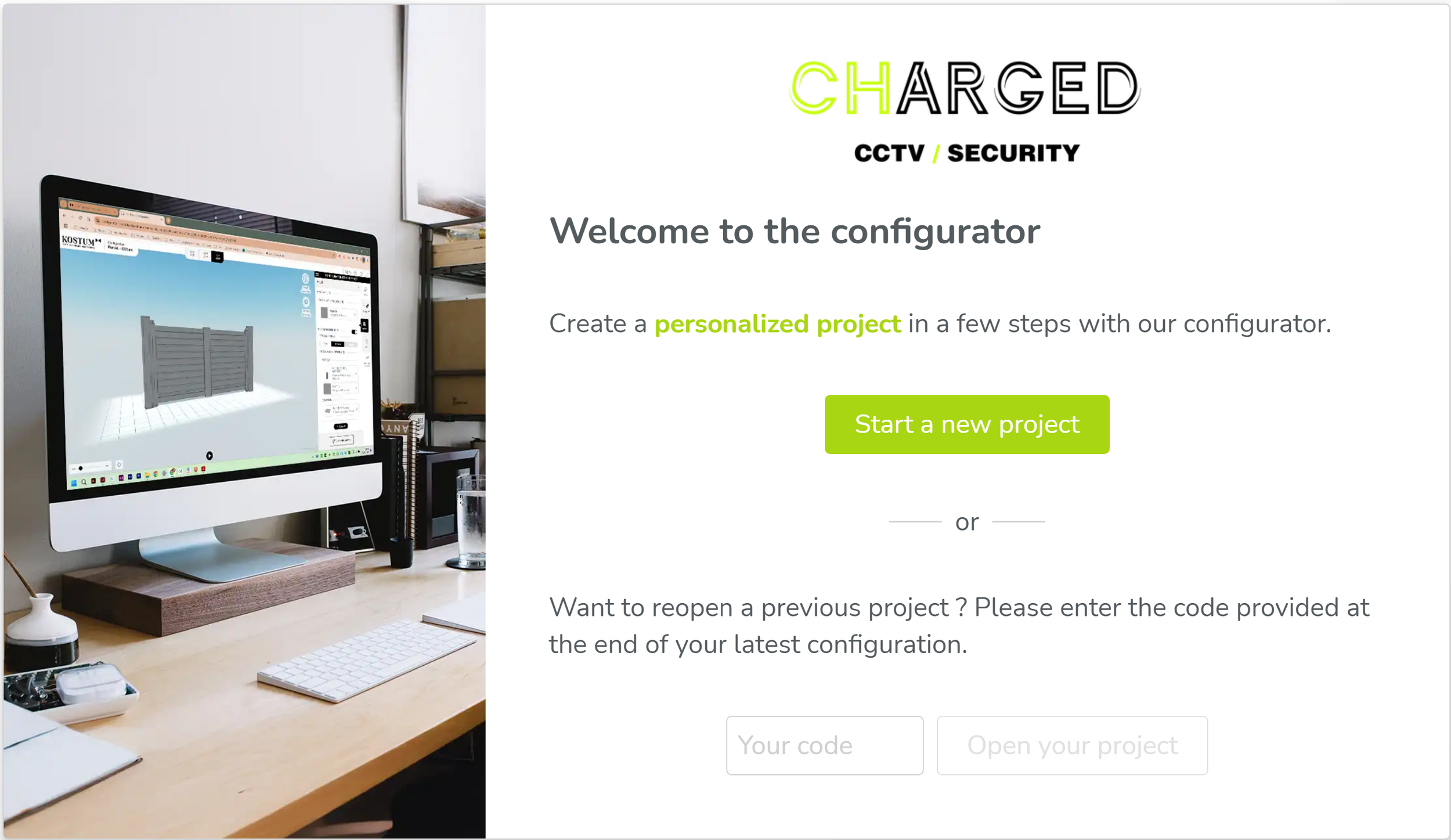 Configurator peoject creator screen