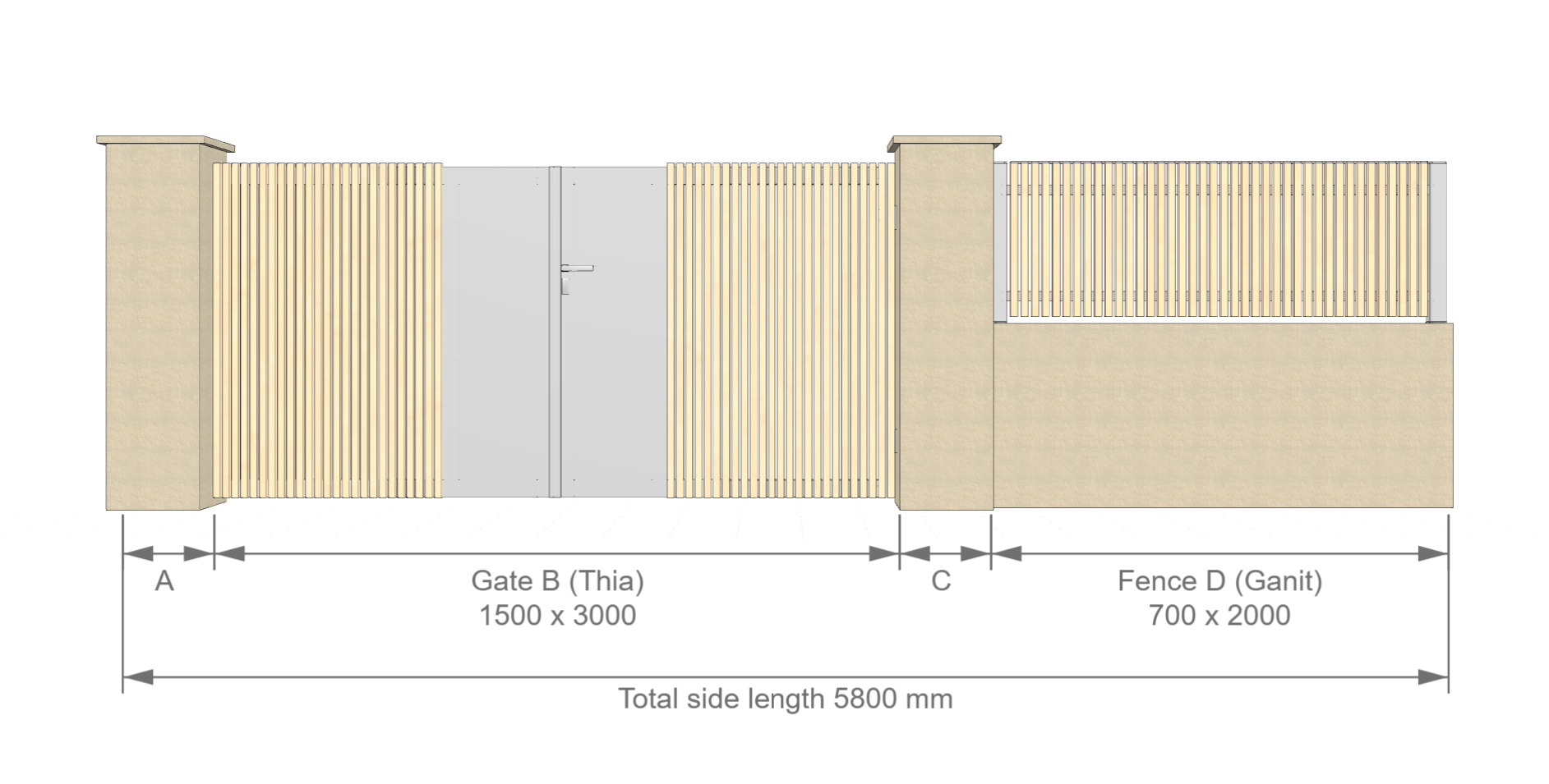 Design with fencing section and angled layout