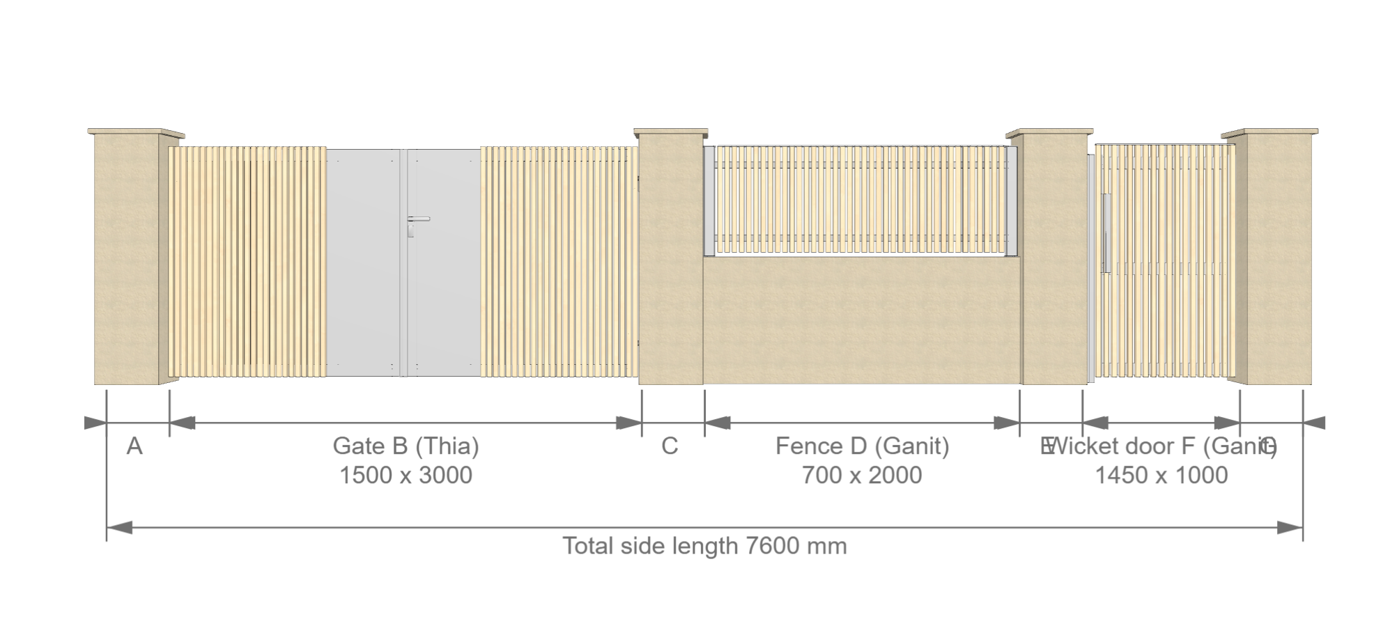 Completed driveway gate design in the configurator