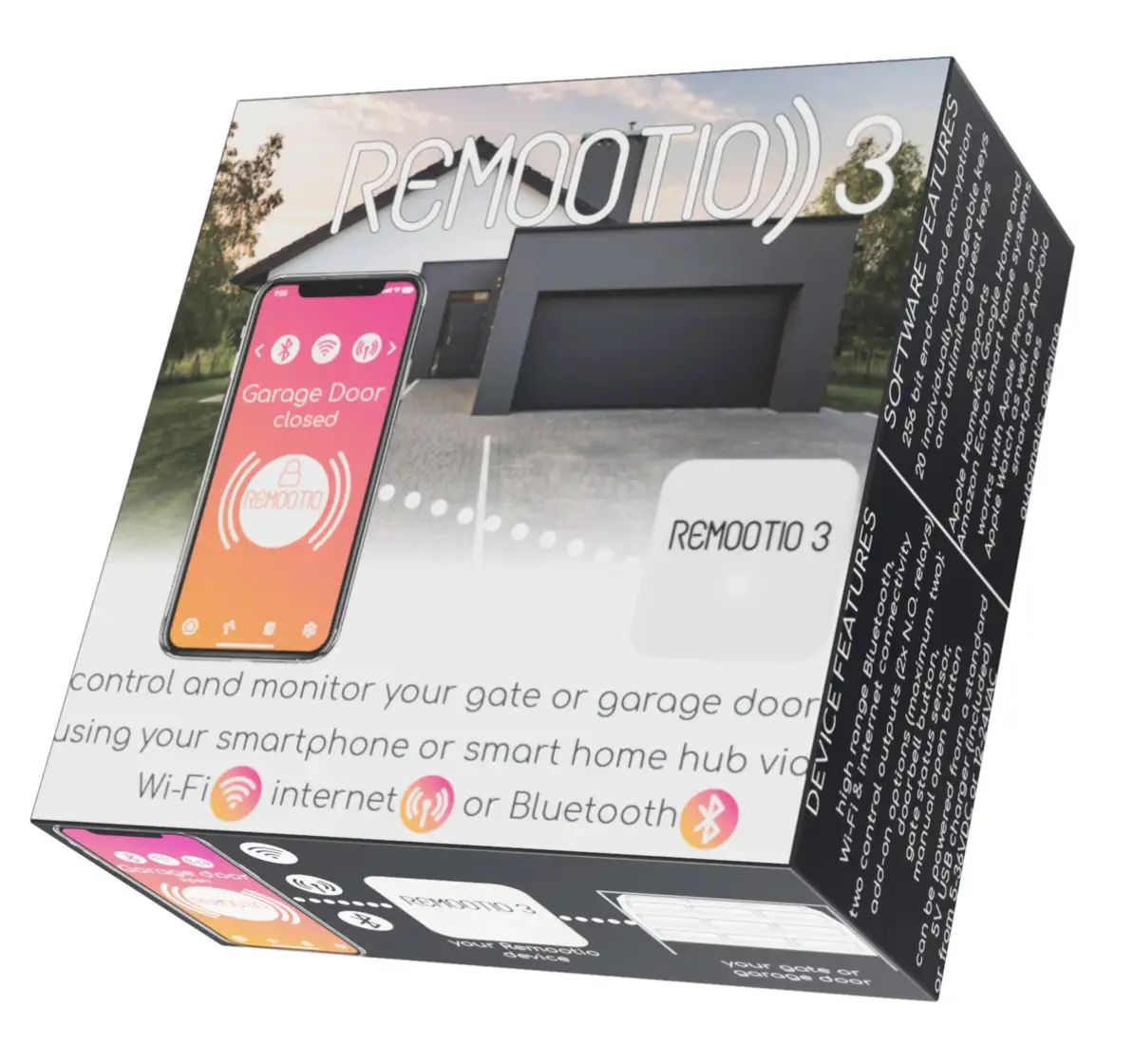Remootio 3 packaging and compatible gate opener brands