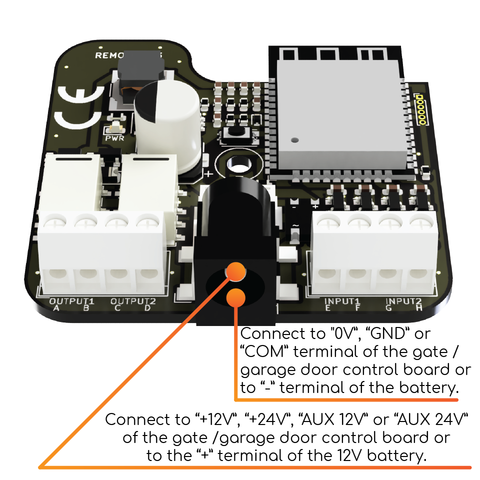 Powering from gate control board