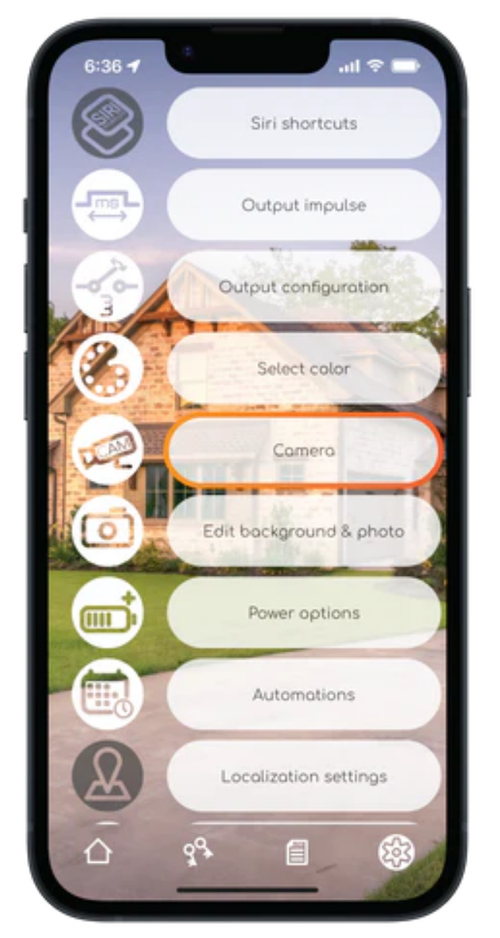 Camera section in Remootio app settings