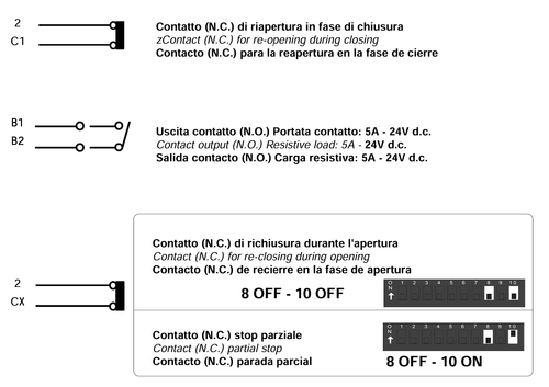 CAME ZA3 safety terminal connections